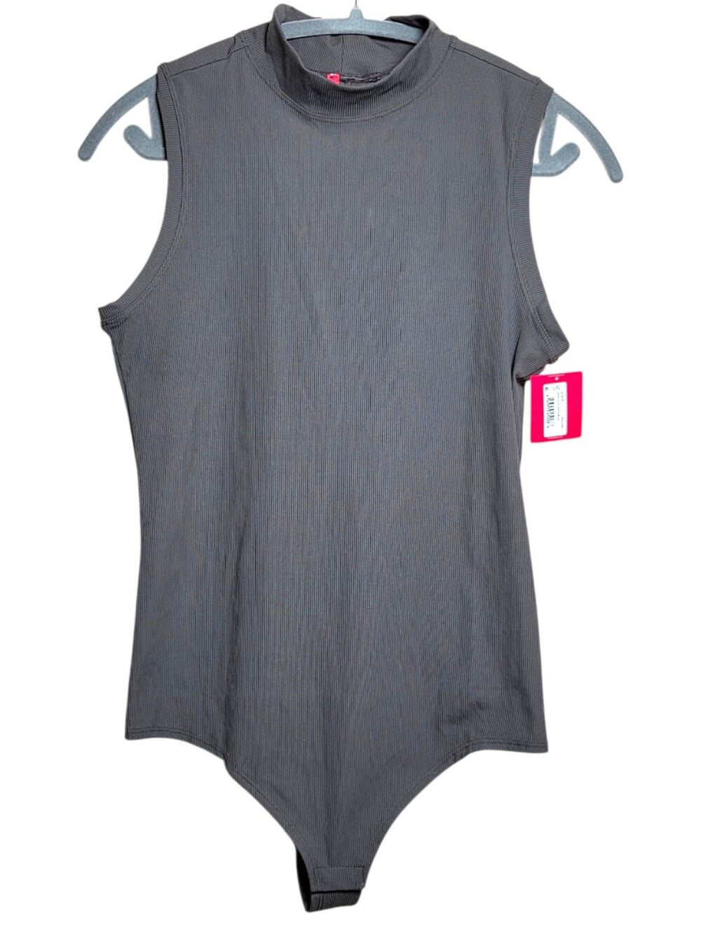 SPANX Suit Yourself Ribbed Mock Neck Smoothing Bodysuit Deep Slate Large NWT - Picture 2 of 11